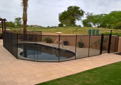 Pool safety fence, at Flame Tree Ridge, Jumeirah Golf Estates, Dubai.