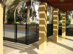 Pool safety fence at Al Mahra, Arabian Ranches, Dubai.