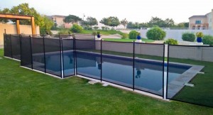 Pool safety fence at Victory Heights, Dubai.