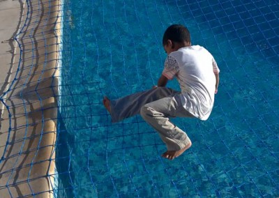 Pool safety net at Golf Villas, Abu Dhabi.