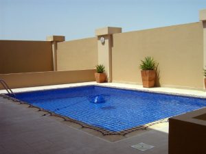 Pool safety net at Golf Gardens, Abu Dhabi